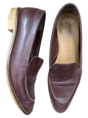 Everlane Burgundy Leather Loafers Modern Point Slip On Flat Shoes Preloved